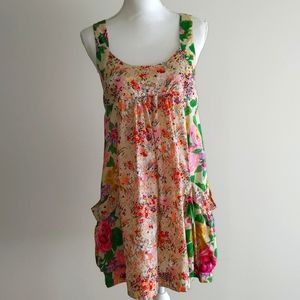 H&M Garden Collection Multicolor Floral Print Cotton Babydoll Dress Size 36 6